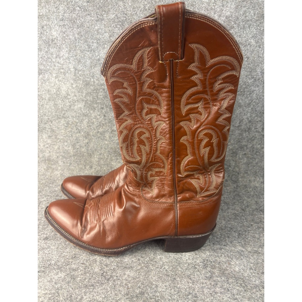 Justin Cowboy Boots Mens 9.5 D Brown Leather Western Stitched 7299 Made in USA